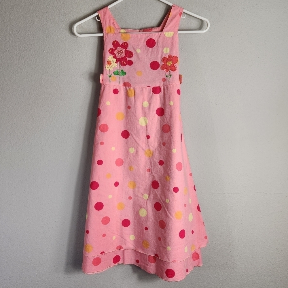 Bonnie Jean Girls Polka Dot Flower Applique Layered Sleeveless Maxi Dress-Sz 10